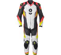GMS GRC-1 Combinaison moto une pièce en cuir, noir-rouge-jaune, taille 48 pour homme