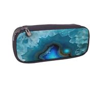 GMSGHJHDR Bright Mushrooms Trousse à crayons en cuir avec impression 3D - Grande capacité - Avec fermeture éclair - Pour filles, garçons, étudiants, collège, bureau, Bleu aqua vif., Taille unique