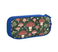GMSGHJHDR Bright Mushrooms Trousse à crayons grande capacité avec compartiments à fermeture éclair pour filles, garçons, étudiants, collège et bureau Motif champignons, bleu, Taille unique, Organiseur