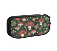 GMSGHJHDR Bright Mushrooms Trousse à crayons grande capacité avec compartiments à fermeture éclair pour filles, garçons, étudiants, collège et bureau Motif champignons, Noir , Taille unique