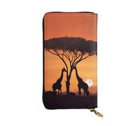 GMSGHJHDR Giraffe Under The Tree in Africa Long portefeuille en cuir pour femme avec fermeture éclair - Portefeuille en cuir synthétique avec plusieurs emplacements pour cartes et poche pour pièces de