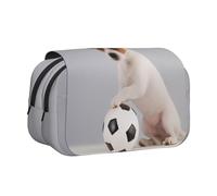 GMSGHJHDR Grande trousse à crayons avec impression 3D libellule - Double fermeture éclair - Pour l'école, les étudiants, les filles, les garçons, Football et chiens, Taille unique, Ensemble cartable