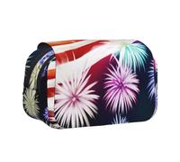 GMSGHJHDR Grande trousse à crayons bleue hippie avec impression 3D - Double fermeture éclair - Pour l'école, les étudiants, les filles, les garçons, Drapeau patriotique du 4 juillet, Taille unique