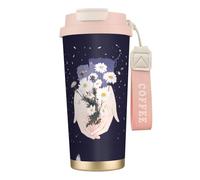 GMSGHJHDR Holding Flowers - Tasse à café de voyage de 473 ml, étanche, en acier inoxydable 316 avec couvercle et paille, boissons chaudes et froides pour bureau, fête, camping