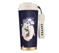 GMSGHJHDR Holding Flowers - Tasse à café de voyage de 473 ml, étanche, en acier inoxydable 316 avec couvercle et paille, boissons chaudes et froides pour bureau, fête, camping