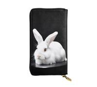 GMSGHJHDR Joli lapin blanc. Long portefeuille en cuir pour femme avec fermeture éclair - Portefeuille en cuir synthétique avec plusieurs emplacements pour cartes et poche pour pièces de monnaie,