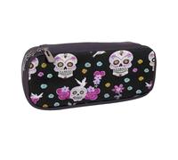 GMSGHJHDR Jolie trousse à crayons en cuir avec impression 3D fraise - Grande capacité - Avec fermeture éclair - Pour filles, garçons, étudiants, universités, bureau, Horreur mexicaine, Taille unique