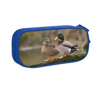 GMSGHJHDR . Mallard Ducks Trousse à crayons de grande capacité avec compartiments à fermeture éclair pour filles, garçons, étudiants, universitaires, bureau, bleu, Taille unique, Organiseur de sac