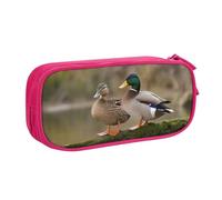 GMSGHJHDR . Mallard Ducks Trousse à crayons de grande capacité avec compartiments à fermeture éclair pour filles, garçons, étudiants, universitaires, bureau, rose, Taille unique, Organiseur de sac