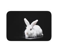 GMSGHJHDR Paillasson d'intérieur avec motif lapin blanc mignon - Tapis de porte antidérapant pour terrasse, salle de bain, cuisine, chambre à coucher - 60 x 40 cm