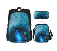 GMSGHJHDR Sac à dos d'école, trousse à crayons et sac à déjeuner, sac à dos de voyage léger, sac à dos primaire pour enfants, adolescents, filles, garçons, étudiants, Bleu aqua vif., Taille unique