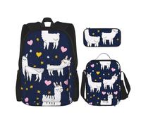 GMSGHJHDR Sac à dos d'école, trousse à crayons et sac à déjeuner, sac à dos de voyage léger, sac à dos primaire pour enfants, adolescents, filles, garçons, étudiants, Cœur chameau, Taille unique