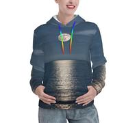 GMSGHJHDR Sweat à capuche tendance pour femme avec imprimé lune lumineuse à imprimé hippie - Pull à capuche ample décontracté et léger - Cordon de serrage avec poche, 3D, M
