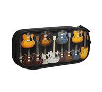 GMSGHJHDR Trousse à crayons de grande capacité avec compartiments à fermeture éclair et impression 3D - Motif guitare - Pour filles, garçons, étudiants, universités, bureau, Noir , Taille unique