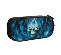 GMSGHJHDR . Trousse à crayons de grande capacité avec compartiments à fermeture éclair - Motif tête de mort - Grande capacité - Pour filles, garçons, étudiants, universitaires, bureau, Noir , Taille