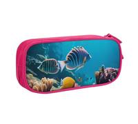 GMSGHJHDR Trousse à crayons de grande capacité avec compartiments à fermeture éclair - Motif vie marine - Impression 3D - Pour filles, garçons, étudiants, collège, bureau, rose, Taille unique