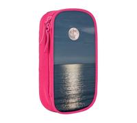 GMSGHJHDR Trousse à crayons de grande capacité avec fermeture éclair - Motif lune et hippie - Impression 3D - Avec compartiments - Pour filles, garçons, étudiants, universitaires, bureau, rose, Taille