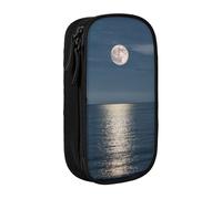 GMSGHJHDR Trousse à crayons de grande capacité avec fermeture éclair - Motif lune et hippie - Impression 3D - Avec compartiments - Pour filles, garçons, étudiants, universitaires, bureau, Noir