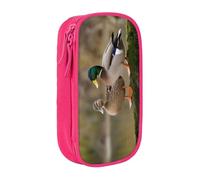 GMSGHJHDR Trousse à crayons de grande capacité avec impression 3D Canards colverts Sac de papeterie avec compartiments à fermeture éclair pour filles, garçons, étudiants, universitaires, bureau, rose