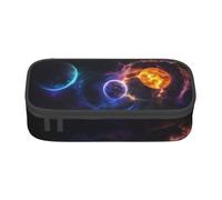 GMSGHJHDR Trousse à crayons de grande capacité avec impression 3D Canards colverts Sac de papeterie avec compartiments zippés, trousse à crayons pour filles, garçons, étudiants, Planète, Taille unique