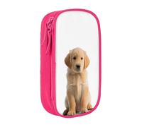 GMSGHJHDR Trousse à crayons de grande capacité avec impression 3D Golden Retrievers - Sac de papeterie avec compartiments à fermeture éclair - Pour filles, garçons, étudiants, universitaires, bureau