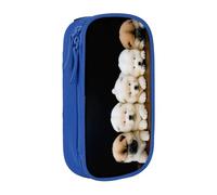 GMSGHJHDR Trousse à crayons de grande capacité avec impression 3D Motif chien paresseux Sac de papeterie avec compartiments Fermeture éclair pour filles garçons étudiants université bureau, bleu