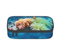 GMSGHJHDR Trousse à crayons de grande capacité avec impression 3D, motif poisson clown, trousse de papeterie avec compartiments zippés, trousse à crayons pour filles, garçons, étudiants, Poisson clown