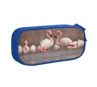 GMSGHJHDR Trousse à crayons de grande capacité avec motif flamant rose et imprimé 3D - Avec compartiments - Fermeture éclair - Pour filles, garçons, étudiants, universités, bureau, bleu, Taille unique
