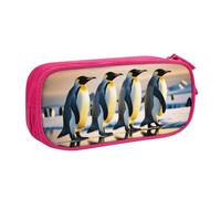 GMSGHJHDR Trousse à crayons de grande capacité avec motif pingouin mignon 3D avec compartiments à fermeture éclair pour filles, garçons, étudiants, universitaires, bureau, rose, Taille unique