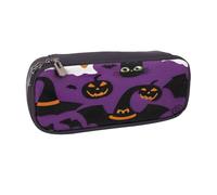 GMSGHJHDR Trousse à crayons en cuir avec impression 3D d'Halloween violette - Grande capacité - Avec fermeture éclair - Pour filles, garçons, étudiants, universitaires, bureau, Violet Halloween Horror