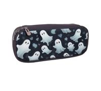 GMSGHJHDR Trousse à crayons en cuir avec impression 3D drapeau du Danemark - Grande capacité - Avec fermeture éclair - Pour filles, garçons, étudiants, collège, bureau, Joli motif fantôme blanc pour