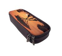 GMSGHJHDR Trousse à crayons en cuir avec impression 3D Golden Retrievers - Grande capacité - Avec fermeture éclair - Pour filles, garçons, étudiants, collège, bureau, Girafe sous l'arbre en Afrique