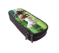 GMSGHJHDR Trousse à crayons en cuir avec impression 3D - Motif papillon et violoncelle - Grande capacité - Avec fermeture éclair - Pour filles, garçons, étudiants, collège, bureau, Cheval blanc marron