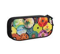 GMSGHJHDR Trousse à crayons en papier huilé avec impression 3D - Grande capacité - Avec compartiments - Fermeture éclair - Pour filles, garçons, étudiants, universités, bureau, Noir , Taille unique