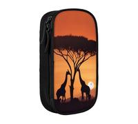 GMSGHJHDR Trousse à crayons grande capacité avec fermeture éclair - Motif girafe sous l'arbre en Afrique - Impression 3D - Pour filles, garçons, étudiants, universitaires, bureau, Noir , Taille unique
