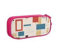 GMSGHJHDR Trousse à crayons moderne du milieu du siècle avec impression 3D - Grande capacité - Avec compartiments - Fermeture éclair - Pour filles, garçons, étudiants, universités, bureau, rose