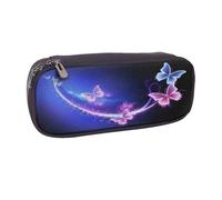 GMSGHJHDR Trousse à crayons Northern Lights en cuir avec impression 3D - Grande capacité - Avec fermeture éclair - Pour filles, garçons, étudiants, universités, bureau, Joli papillon violet., Taille