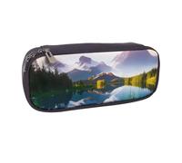 GMSGHJHDR Trousse à crayons Northern Lights en cuir avec impression 3D - Grande capacité - Avec fermeture éclair - Pour filles, garçons, étudiants, universités, bureau, Nature ensoleillée vue montagne