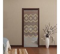 GMSLuu Rideau de perles beige/marron pour portes - 31 chaînes - 90 x 175 cm - Motif zigzag - Fait à la main