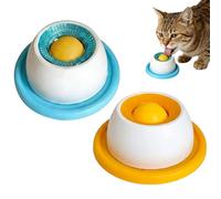 Gmubjux Lot de 2 bols pour animaux de compagnie Slow Feeder - Balle à lécher pour chiens - Jouet à lécher pour chien - Snack Spin - Bleu et jaune - Pour petits et grands chiens