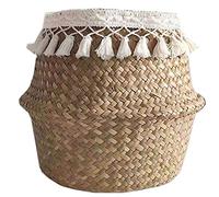 Gmuret Jardinière de Pot de Fleur de Panier de jonc de mer, Panier de Rangement tissé à la Main, Panier à Linge tissé naturellement Pliable