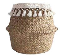 Gmuret Jardinière de Pot de Fleur de Panier de jonc de mer, Panier de Rangement tissé à la Main, Panier à Linge tissé naturellement Pliable