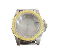 GMVGKLCPCF Boîtier antique en acier inoxydable de 39,5 mm, lunette unidirectionnelle for 120 clics, boîtier montre rétro saphir miroir adapté au mouvement NH35 NH36 NH34(Convex gold)