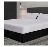 GMVZGQW Cache-sommier plissé sur mesure doux et confortable en tissu infroissable et résistant à la décoloration, literie de 38,1 cm de haut (noir, 160 x 200 x 35 cm)