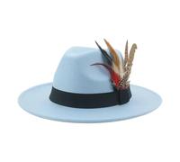 GMVZGQW Chapeau Fedora pour homme - Chapeau Fedoras en feutre - Style décontracté - Décoration de mariage - Pour les fêtes, bleu ciel, 56-58cm(adults)