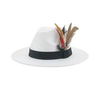 GMVZGQW Chapeau Fedora pour homme - Chapeau Fedoras en feutre - Style décontracté - Décoration de mariage - Pour les fêtes, blanc, 56-58cm(adults)