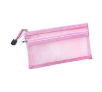 GMVZGQW Lot de 3 trousses transparentes en maille avec fermeture éclair - Pour ranger vos factures - En nylon transparent - Pour examen, papeterie - Pour voyage, Rose, A6-3PCS