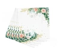 GMVZGQW Lot de 40 tasses à thé et soucoupe en papier sauge - Assiette en papier à motif de feuille d'eucalyptus, nappe en tissu, nappe en tissu, mariage, fête d'anniversaire