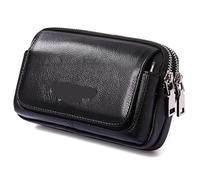 GMVZGQW Sac banane en cuir pour homme, sac de ceinture, porte-monnaie, porte-carte d'identité, poche pour téléphone portable, sac pour sorties (horizontal noir, taille L)