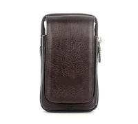 GMVZGQW Sac banane en cuir pour homme, sac de ceinture, porte-monnaie, porte-carte d'identité, pochette pour téléphone portable, sac pour sorties (café vertical, L)